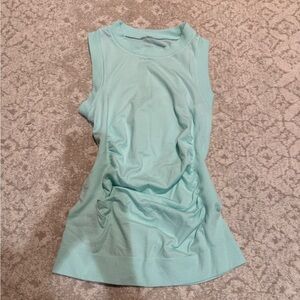 Athleta Rouched High Neck Turquoise Tank Top